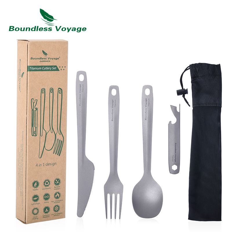 Outdoor Camping Dining Set - Boundless Voyage Utility-Besteckset, 4-teilig, mit Tragetasche,