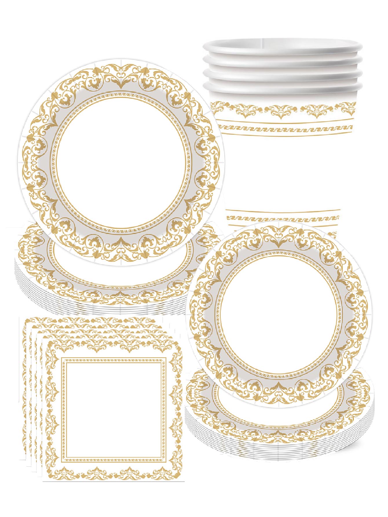 Outdoor Camping Dining Set - Klassisches Teller-Thema Geburtstagsparty Partyzubehör Einweg-Pappteller Pappbecher