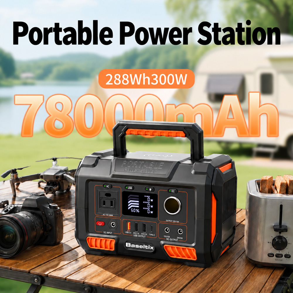 Outdoor Camping Usa - 78000mAh Tragbare Powerstation 300W, 228Wh Solarstromgenerator
